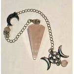 Pendulum Rose Quartz with Triple Moon on chain